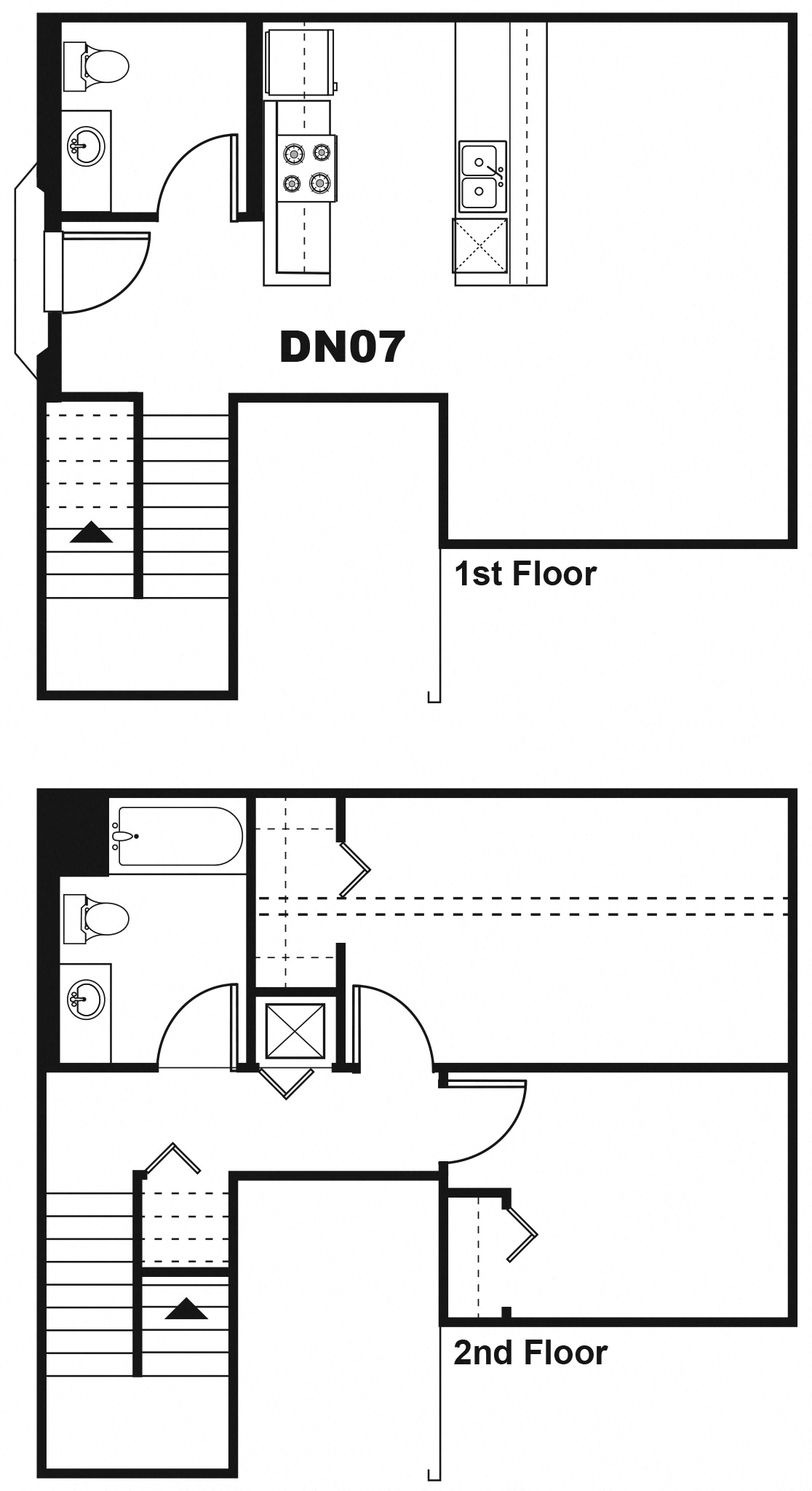 Floor plan for 2 beds, 1.5 baths, 1137 sqft